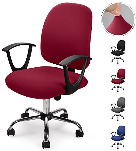 Computer ufficio sedia della copertura coprisedia elasticizzato rimovibile Copertina Cover da Sedile separato in stile semplice e moderno,per sedie da ufficio girevoli-No Sedia(Borgogna, 1)