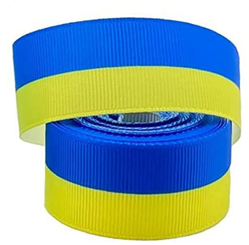 Fopytu Cinta De Bandera De Ucrania, 5 Yardas Ucranianas Amarillo Amarillo Cinta De Costilla Rayada para Cabello Artesanía De Bricolaje De Costura Accesorios De Envoltura De Regalos