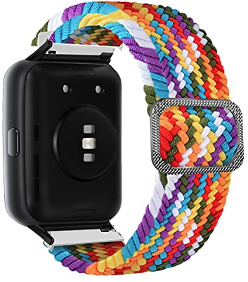 SeNool Armband Kompatibel mit Huawei Watch Fit 2, Geflochtenes Elastisches Nylon Ersatzarmband [Weiches, Atmungsaktives, Leichtes], Uhrenarmband für Huawei Watch Fit 2 - Regenbogen