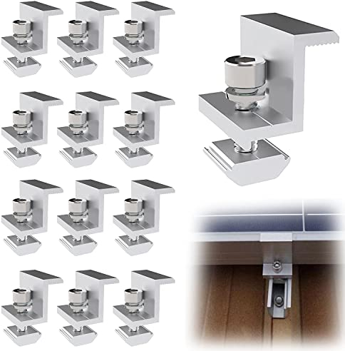 12 Pezzi Staffe Soporte a Z per Pannelli Solari, Staffe in Alluminio per Pannelli Fotovoltaici 30mm, Staffa di Montaggio per Pannello Solare con dadi e viti, per Camper, Barca, Tetto, Auto (35mm)