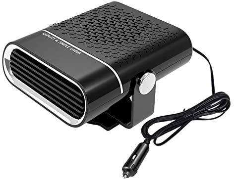 BakerMiche Scheibenenteiser mit Lüfter warm /24V kaltmit Kfz-Anschluss Standfuss Auto-Heizung Windschutzscheibe Demister mit schneller Heizung Low Noise Schwarz 12v