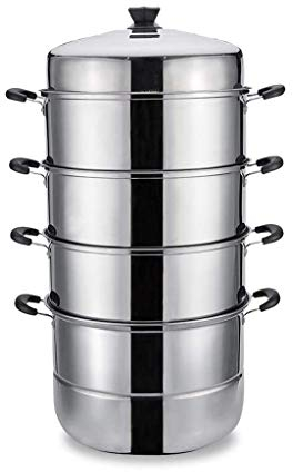 REJOON Cuiseur Vapeur Multicouche en Acier Inoxydable for cuisinière à gaz Domestique 3 Couches 4 Couches Grand Pot for cuiseur Vapeur