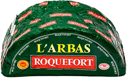 Roquefort-Käse L'Arbas AOP - 4x ca. 1,4KG - französischer Schafs-Käse, 3 Monate gereift, Edelpilzkäse, ideal als Pizzabelag, zu Wein oder in Soßen