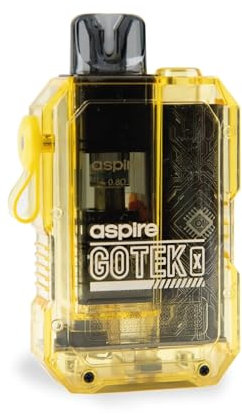 Aspire Gotek X Vaping Kit, Compact, Stylish Design, 650mAh Battery, 2mL Refillable Pod, Adjustable Airflow, Nic Salt Compatible, Beginner-Friendly, E Cigarette, E Cig, No Nicotine (Translucent Yellow)