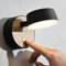 ouglres Applique Murale Avec Interrupteur Noir, Pivotant à 360°,5w Led Bois, Design Industriel, Lampe De Lecture Rétro Intérieure En Acier,Lampe Murale Design,Chambre à Coucher, Couloir, Salon,1pack
