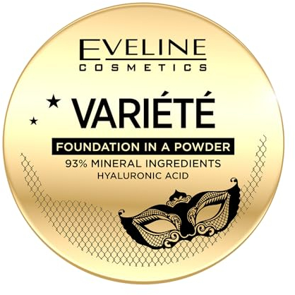 Eveline Cosmetics Varieté Mineralpuder Foundation Nr. 01 mit Hyaluronsäure - Mittlere bis Volle Deckkraft, Leichte Formel für Trockene Haut