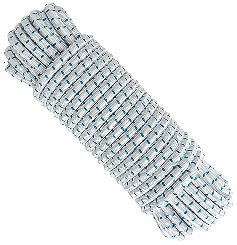 Cuerda Elastica, 6MM * 10M, poliéster, Latex. Blanco con Azul