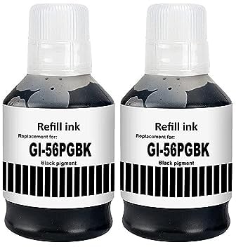 SHUOLEI GI-56 GI56 Tinte Kompatibel mit Canon MAXIFY Tintenpatrone GI-56 GI56 Multipack kompatibel für MAXIFY GX7050 GX6050 GX5050 GX4050 GX3050 (2-Pack, 2 x schwarz)