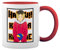 Haikyuu Kozume Karasuno Voleyball Anime Art Weiße Tasse Mug mit roten Felgen und Griff