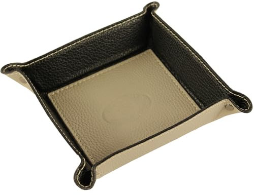 modamoda de - K01 - Dekoschale Taschenleerer Ablage aus Echtleder 16x16x4 cm, Farbe:Hellgrau