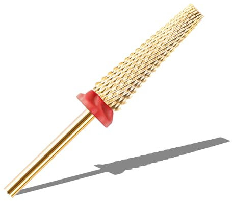 Kotkiddy® Brocas de tungsteno de carburo de tungsteno 5 en 1 superlargas de 24 mm para manicura y pedicura, esmalte de gel (grueso, dorado)