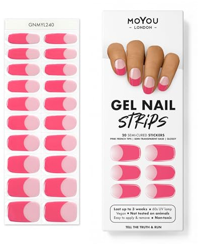 MOYOU LONDON Halbgehärtete UV Gel Strips - 20 Stück - Gel-Nagelfolien UV Härtend für Maniküre in Salonqualität - Tell the truth and run