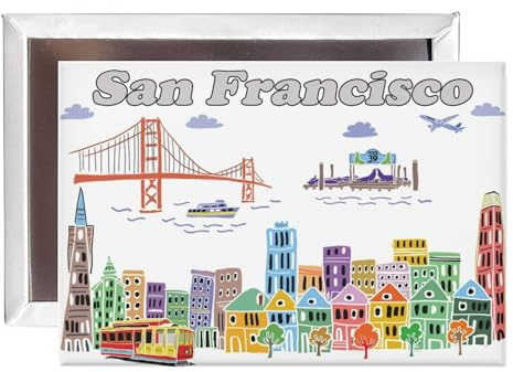Beary Blu Magnet-Kollektion mit Stadtmotiven, entworfen in den USA, Sammlerstück, Souvenirs, Geschenke, 6,3 x 8,9 cm (San Francisco)
