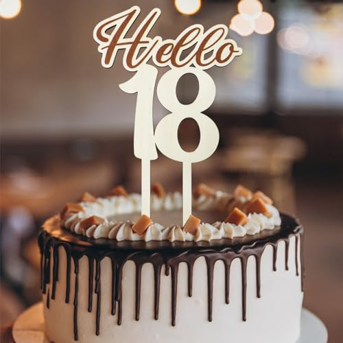 Tortendeko 18 Geburtstag, Holz Happy 18th Birthday Tortendeko, 18 Geburtstag Cake Topper Kuchen Dekoration, Tortendeko Geburtstag für 18 Geburstagstorte Deko Jungen Mädchen