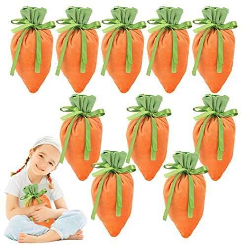 Youany Ostern Samtbeutel, Osterhasen Geschenktüten, Samt-Hasenohr-Kordelzugbeutel, Ostertüten Zum Befülle, Für Geschenkverpackung Osterdeko Süßigkeitsbeutel, 10 Stück