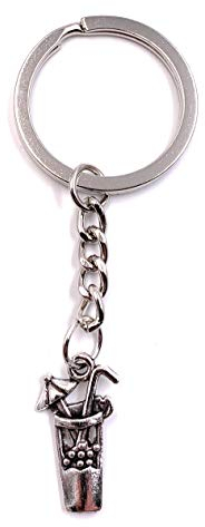 Onwomania High Glass Sparkling Wine Keyring Metal Lucky Charm in Aluminium Gift Box, Ideal as a Gift, silver, One Size