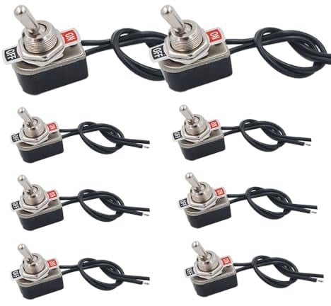 senvenelec 8 interruttori a levetta 3 A 250 VAC 6 A 125 VAC pre-cablati, interruttore SPST con 2 posizioni (2 poli) per auto, camion, barca, cruscotto, modifica elettrica.