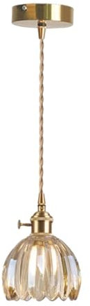 Suspension moderne en forme de fleur en verre du milieu du siècle - Lustre vintage en forme de lotus - Petite suspension en verre et cuivre for salon, salle à manger, chambre à coucher, îlot de cuisin
