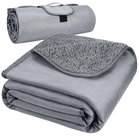 Kato Tirrinia Campingdecke Outdoor Decke Picknickdecke Reisedecke, Liebesdecke Sexdecke Outdoordecke Wasserdicht, Fleece Thermodecke Outdoor Camping Matte Ultraleicht Warme Decke 150x200, Grau