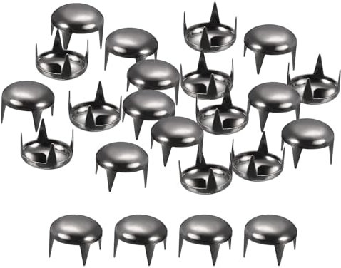 QUARKZMAN 80 Piezas de Remaches Redondos de Cúpula Negros, Clavos de Espiga de Latón de 10 mm, Tachuelas Punk Rock, Cuentas de Garra para Ropa, Cinturón, Bolso