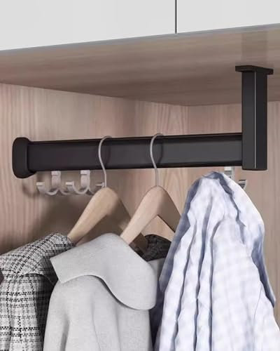 Kleiderstange Schrank Kleiderstange in L-Form mit Verstellbarer Höhe, 15 cm – 140 cm Lange Kleiderstangen mit Komplettem Set, Ausziehbare Kleiderstange Aus Metall(85cm(33 1/2))