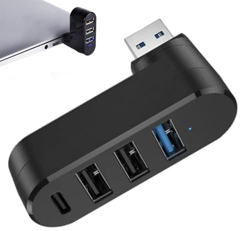 Hub USB 3.0 - 4 ports USB 3.0 - Répartiteur d'extension multi-ports USB rotatif - Station adaptateur USB avec 4 ports pour ordinateur portable, PC, tablette, console, impression