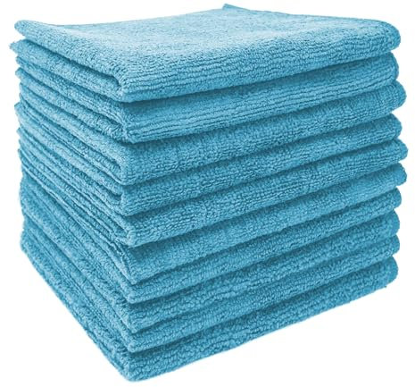 SBS Microfasertücher 10 Stück | 30 x 30 cm | hellblau | 280g/m² | waschbar | für Haushalt, Auto Motorrad etc. | Putztücher | Poliertücher | Haushaltstücher | Staubtuch