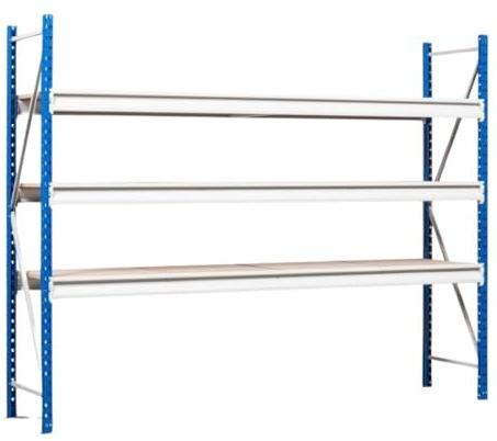 PROREGAL Weitspannregal Maximus Pro | Grundregal | HxBxT 250x150x80cm | 4 Ebenen | Spanplatten-Fachboden | Fachlast 850kg | Lichtblau/Lichtgrau | Schwerlastregal Kellerregal Steckregal Lagerregal
