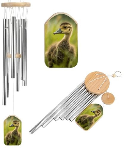 Windspiel mit kleiner Ente im Gras, 52,1 cm, große beruhigende melodische Töne, Windspiel, klassisches Windspiel mit Windfänger, Gedenk-Windspiel, geeignet für Outdoor, Garten, Terrassendekoration