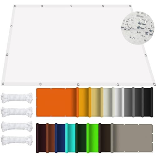 Sonnensegel, wasserabweisend, rechtwinklig, 3,8 x 1 m, winddicht, für Terrasse, Garten, Pool, Deck, Weiß