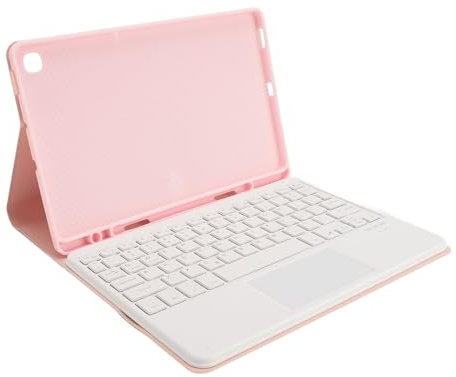 Fockety Tablet-Tastaturhülle, Leder, Kabellos, Bluetooth, Kratzfest, Tablet-Touchpad, Trackpad-Tastaturhülle für Tab S6 Lite 10,4 Zoll SM P613 SM P619 P610 SM P615 (Rose)