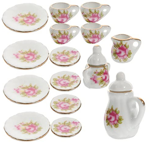 ERINGOGO Tetera Miniatura De Cerámica Decoración para Casa De Muñecas Juego De Té Simulado para