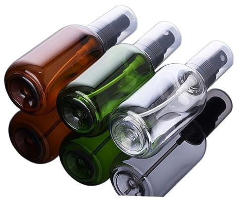 Healeved Set of 5 Small Refillable Spray Bottles Travel Makeup Water Container Mini Compact Dispenser Bottles Leakproof Portable Spray Bottles Black