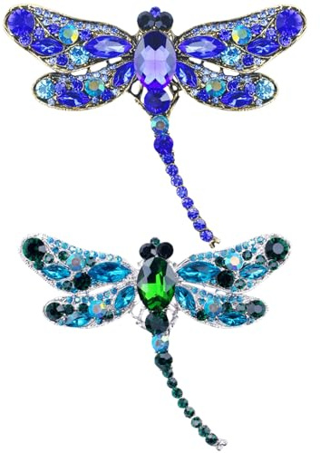 CHROMACRAFT 2 Broches Libellule, Broches Strass, Broches Élées, Broches Vintage Personnalisées, Broches De Décoration De Vêtements, Broches d'animaux