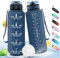 HoneyHolly Trinkflasche 1.5L, Trinkflasche Sport, mit Zeitmarkierung, Wasserflasche, Auslaufsicher, Sportflasche, Trinkflaschen, Trinkflasche Kohlensäure Geeignet für Wandern, Laufen, Radfahren