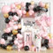 Kit per arco di palloncini rosa e nero, kit per arco di palloncini neri e rosa, palloncini in lattice a forma di cuore macaron, palloncini in lattice oro e argento, per ragazze, donne, principessa