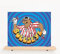 Bullseye Cartoon Bull Darts Metal Wall Plaque, Retro Design, Blue Circular Background 20 x 15cm