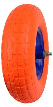 BSD Roue de brouette 4.00-6 en polyuréthane solide avec jante métallique robuste et roulement à billes double, idéale pour chariots et brouettes.