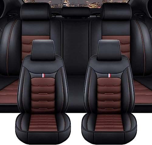 Autositzbezüge für Audi Q4 e-tron/Q4 Sportback e-tron/Q5/SQ5 8R/SUV FY/80A SUV, Sitzbezüge Auto Leder，Wasserdicht, Atmungsaktiv, 5-Sitzer, Bequemes Fahren(Black Coffee)