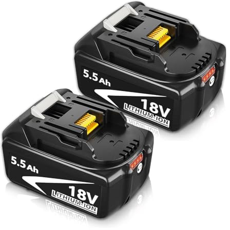 2 Stück 5.5Ah 18V Li-ion Akkus Kompatibel mit Makita Akku 18V BL1860B Ersatz für Makita Akku BL1860B BL1850B BL1840 BL1830 BL1815 BL1835 Kompatibel mit Makita 18V-Akkuladegeräten und Akku-Werkzeugen