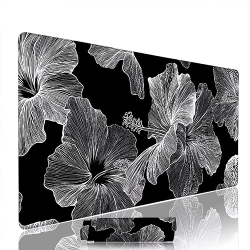 Tapis de Souris Noir sous Main Bureau Tapis de Souris Gaming XXL 800x400x3mm Mouse Pad Caoutchouc Fleur Grand sous Main Gamer Accessoires PC et Imperméable, pour Clavier Ordinateur Portable w-5190