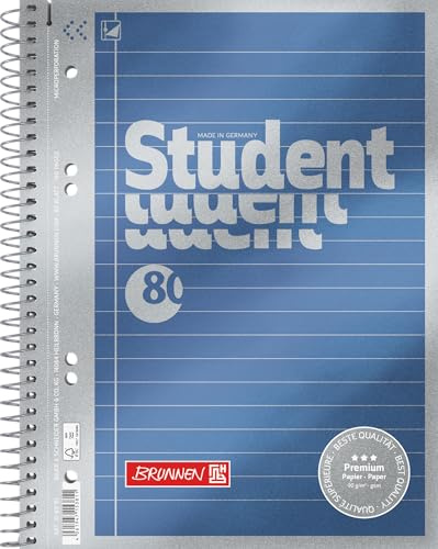 BRUNNEN Collegeblock Premium Student | A5, Lineatur 4, 80 Blatt, blau