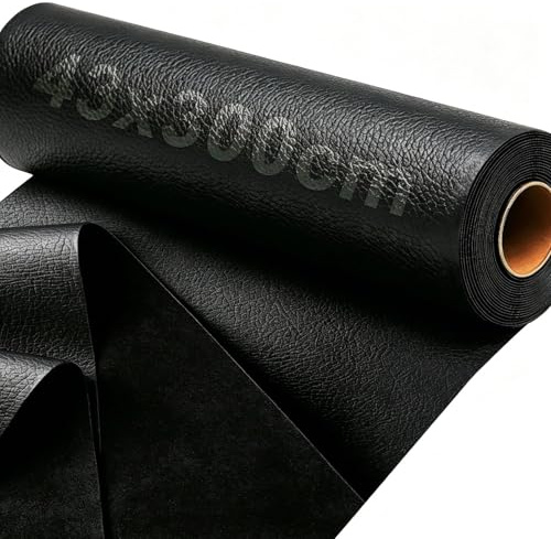 Ezitruz Kunstleder Meterware, 300x43 cm Leder Reparatur, Gekörnt Lederimitat, Kunstleder Schwarz, Wasserdicht Leder Stoff für DIY Nähen Reparatur Sofa Stühle Taschen Kleidung Ledermöbel Autositz