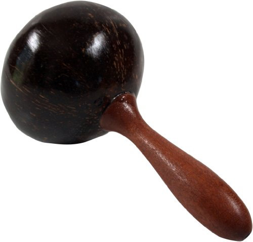 GURU SHOP Musikinstrument aus Holz, Musik Percussion Rhythmus Klang Instrument, Handgearbeitet - Kokosnuss Rassel, Braun, 20x12x12 cm, Musikinstrumente
