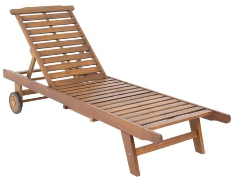 CHARLES BENTLEY FSC Certified, Reclining, Wooden Furniture, Sun Lounger, Acacia Wood, Garden Décor, Outdoor Furniture, Patio, Garden, Seat, Pull Out Tray, 19kg, 2 Wheels (200x85x67cm)