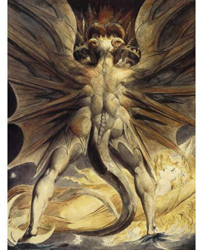 Wee Blue Coo William Blake Red Dragon Woman Clothed Sun 1805 Old Painting Art Print Poster Wall Decor Kunstdruck Poster Wand-Dekor-12X16 Zoll