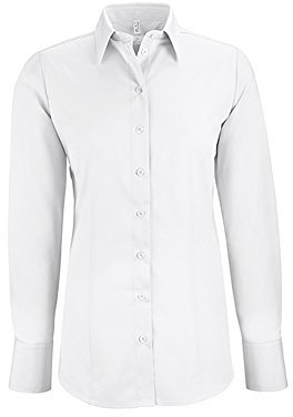 GREIFF Größe 48 Corporate Wear Basic Damen Bluse Langarm Regular Fit Weiß Modell 6515
