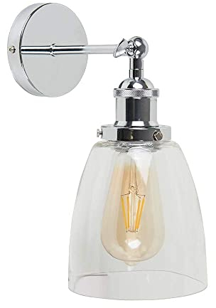 MiniSun | Retro Style Polished Chrome Wall Light with a Clear Glass Shade | Wall Lamps & Sconces, Home Décor & Improvement Essential