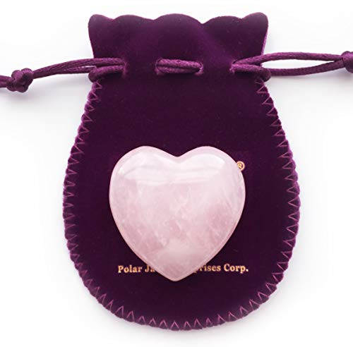 Polar Jade Puffy Heart Hand-Carved of 100% Natural Rose Quartz Crystal Stone for Chakra Energy Healing, Meditation, Massage And Decoration