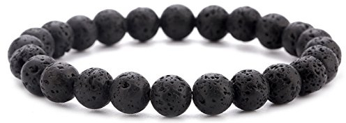 Hamoery Men Women 8mm Natural Stone Lava Rock Diffuser Bracelet